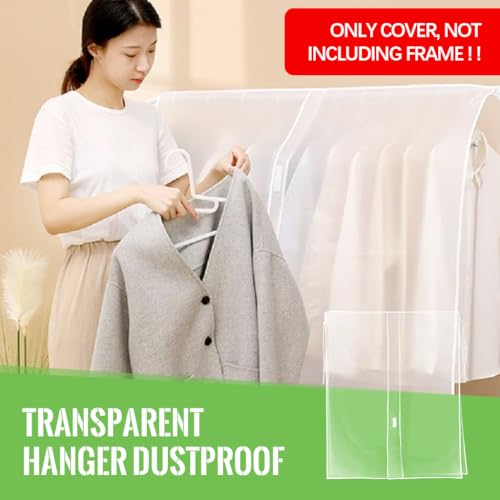 HASTHIP® Clothes Rack Cover, Garment Rack Cover Large PEVA Translucent Clothing Dustproof/Waterproof Cover for Suits, Coats, Sweaters, Shirts (Not Including Frame) 3 PCS HASTHIP® Clothes Rack Cover, Garment Rack Cover Large PEVA Translucent Clothing Dustproof/Waterproof Cover for Suits, Coats, Sweaters, Shirts (Not Including Frame) 3 PCS